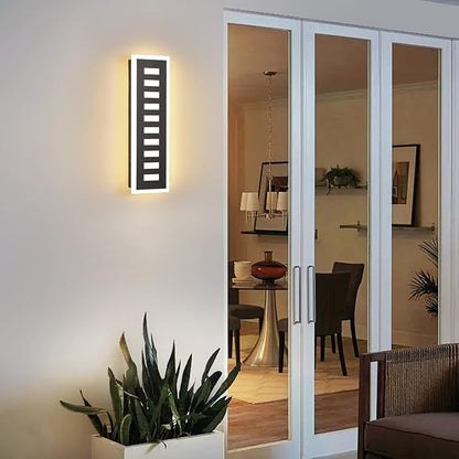 Outdoor Wall Light LED 18W Long 11.8in - Black Metal Waterproof Modern Exterior Lighting Fixture,3-Color Changeable,Frosted Acrylic Porch Sconce,for Patio,Garage,Courtyard