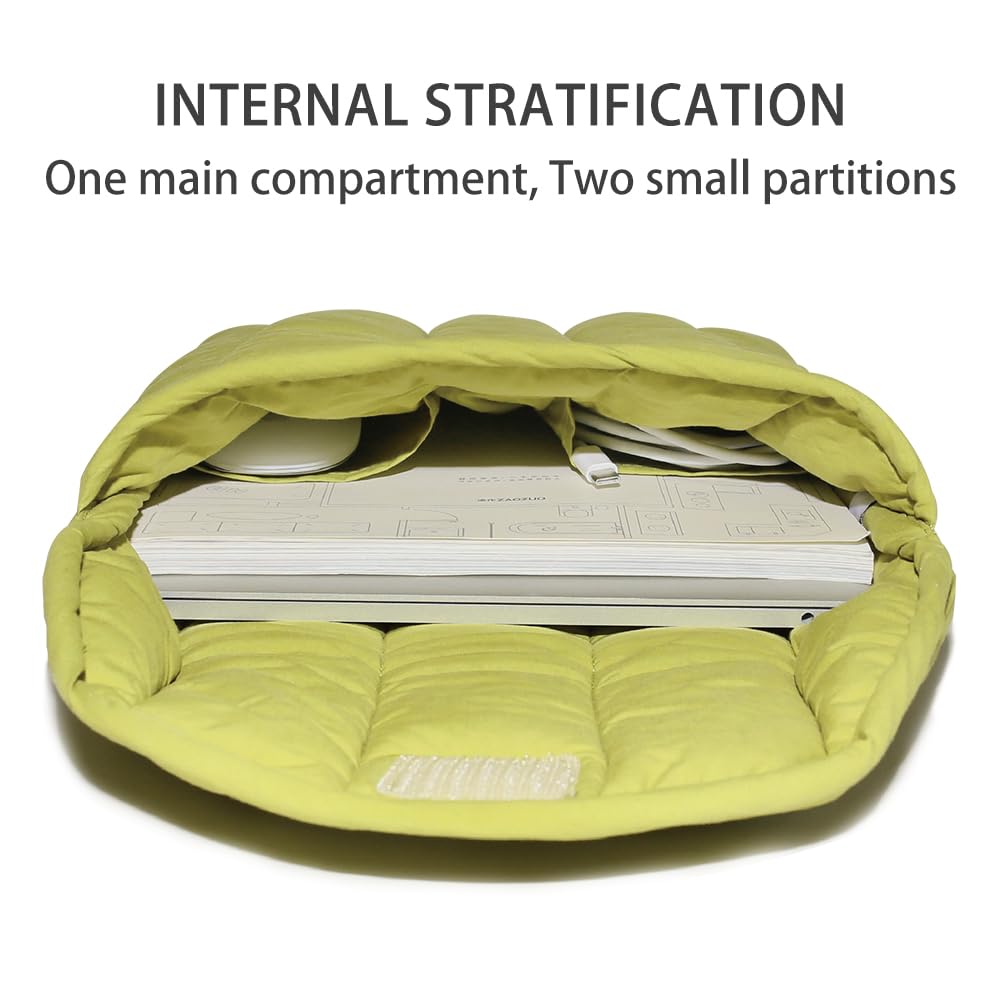 Linpr Puffy Laptop Sleeve 11-12 Inch Green, Protective Carrying Case for Men and Women, Cute Case Bag Compatible with 11 and 12 Inch Laptops, 10.9" Ipad 10, 10.2" Ipad 7 8 9 in Cover