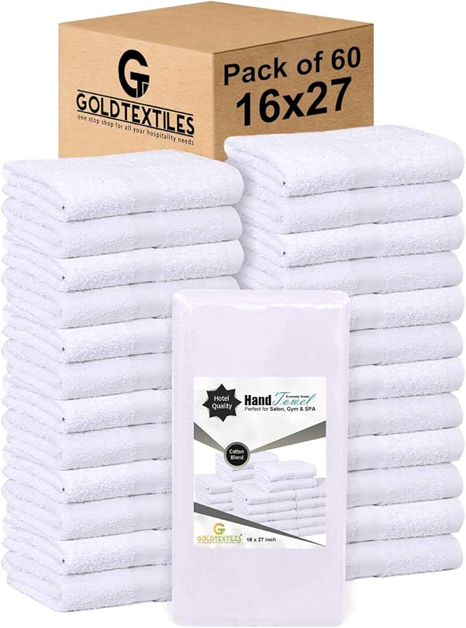 White 16x27 Inch Cotton Blend Economy Hand Towels Salon/Gym/Hotel Super use