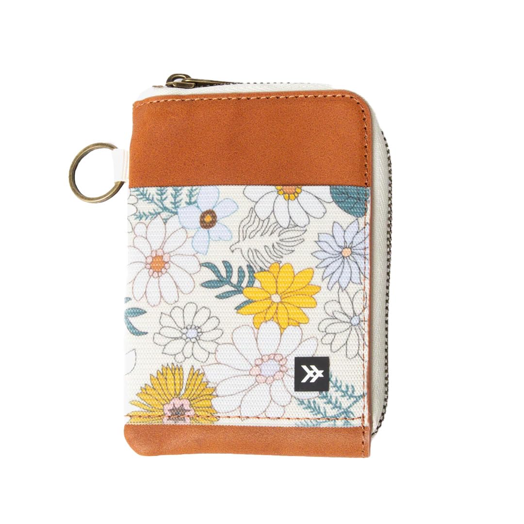 Thread Wallets RFID Blocking Leather Zip Wallet with Card Holder for Men and Women (Blossom)