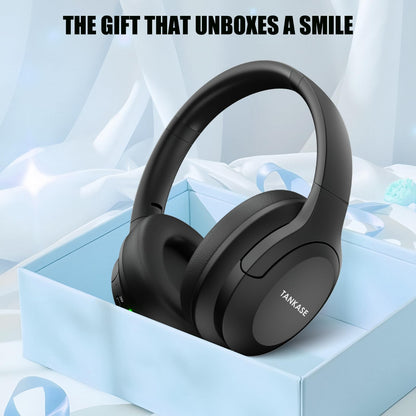 TANKASE Active Noise Cancelling Headphones, Wireless Over Ear Bluetooth Headphones,100H Play Time Bluetooth Headphone with Microphone,Lightweight and Foldable Comfortable Deep Bass for Work/Gym Black