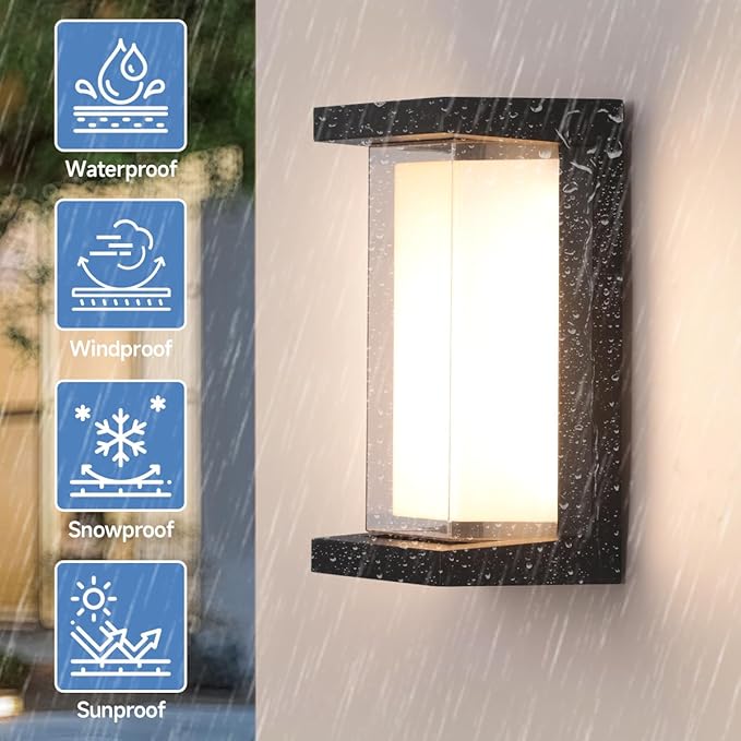 Exterior Wall Lighting,15%-100% Dimmable Indoor Wall Light Fixtures,3000K/4000K/6500K Adjustable,24W Outdoor Porch Light,Waterproof Outdoor Modern Wall Sconce Lights,2160LM Indoor Wall Sconce 4 Pack