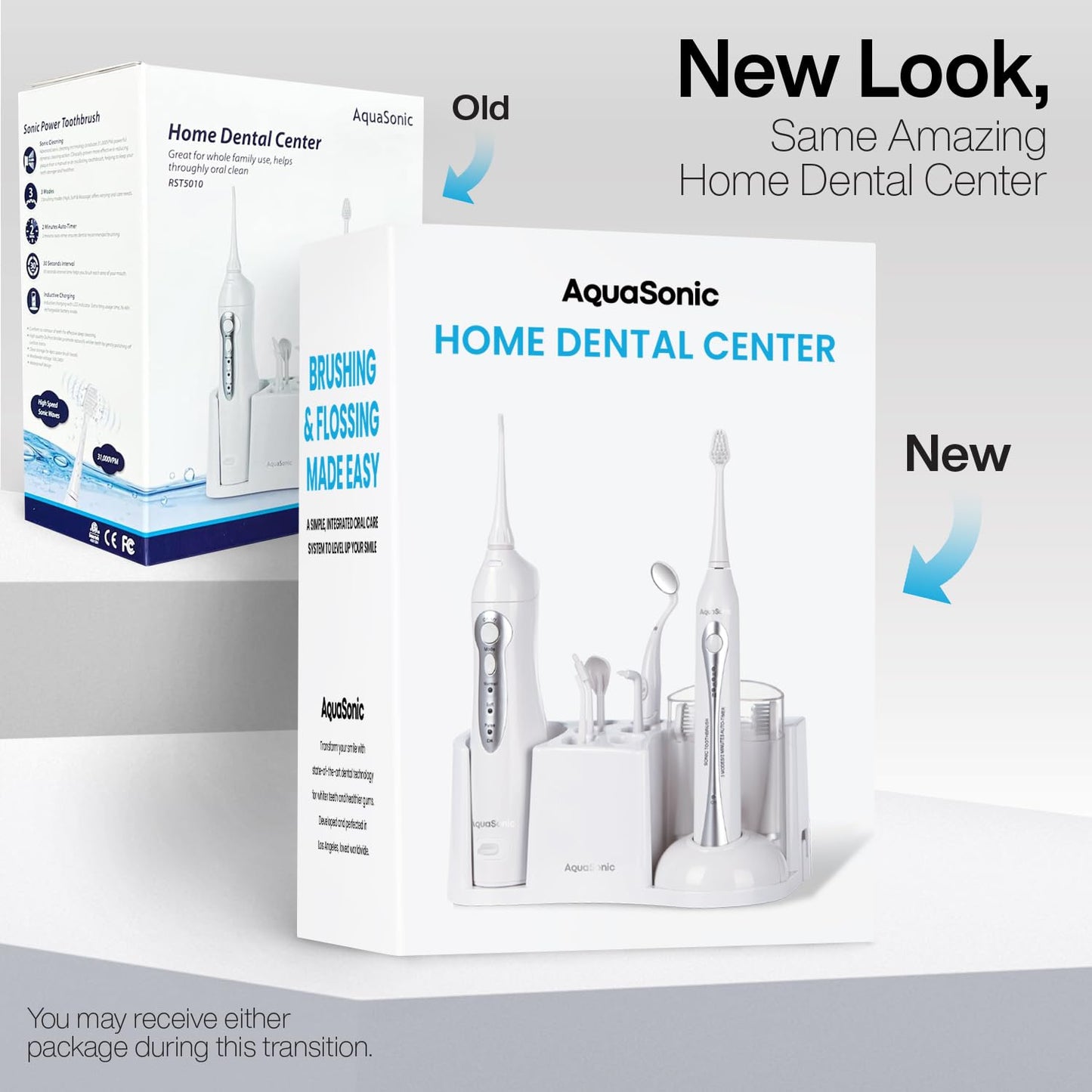 AquaSonic Home Dental Center Rechargeable Power Toothbrush & Smart Water Flosser - Complete Family Oral Care System - 10 Attachments and Tips Included - Various Modes & Timers (Black)