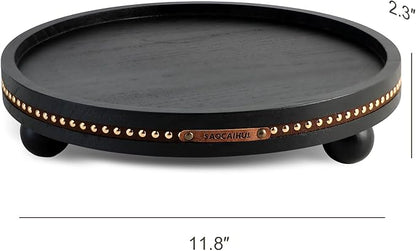 Decor Decorative Round Tray 11.81in for Home Decor for Coffee Table Farmhouse Kitchen Table Living Room Bathroom Centerpiece Tray Decor