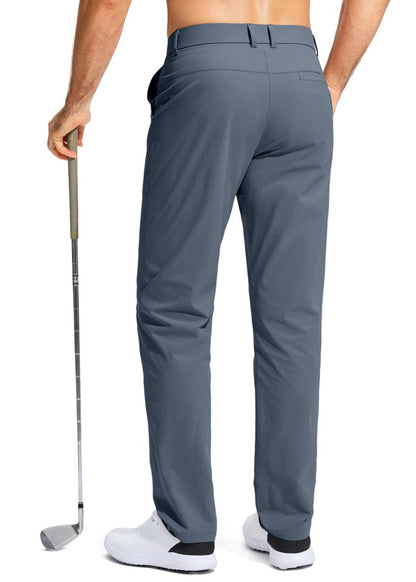Pudolla Men's Golf Pants Work Dress Comfy Pants Casual Slacks Trousers with Pockets(Grey_Blue 30Wx34L)