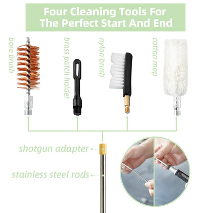 ZOHAN Shotgun Cleaning Kit for 12 Gauge and 20 Gauge, Shotgun Cleaner Supplies with Zippered Compact Portable Case and Empty Oil Bottle