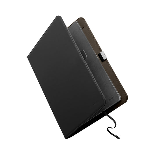 Orbitkey Compendium – Premium Vegan Leather & Recycled Fabric – Leather-Free Notebook Cover - Elastic Cord Closure, Hidden Card Slots & Pen Holder – Professional Organizer & Document Folio (Black, A4) [Office Product]