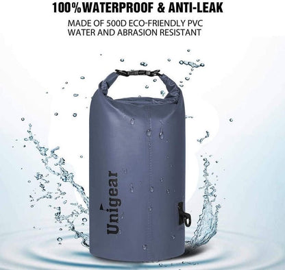 Unigear Dry Bag Waterproof, Floating and Lightweight Bags for Kayaking, Boating, Fishing, Swimming and Camping with Waterproof Phone Case (Gray, 2L)