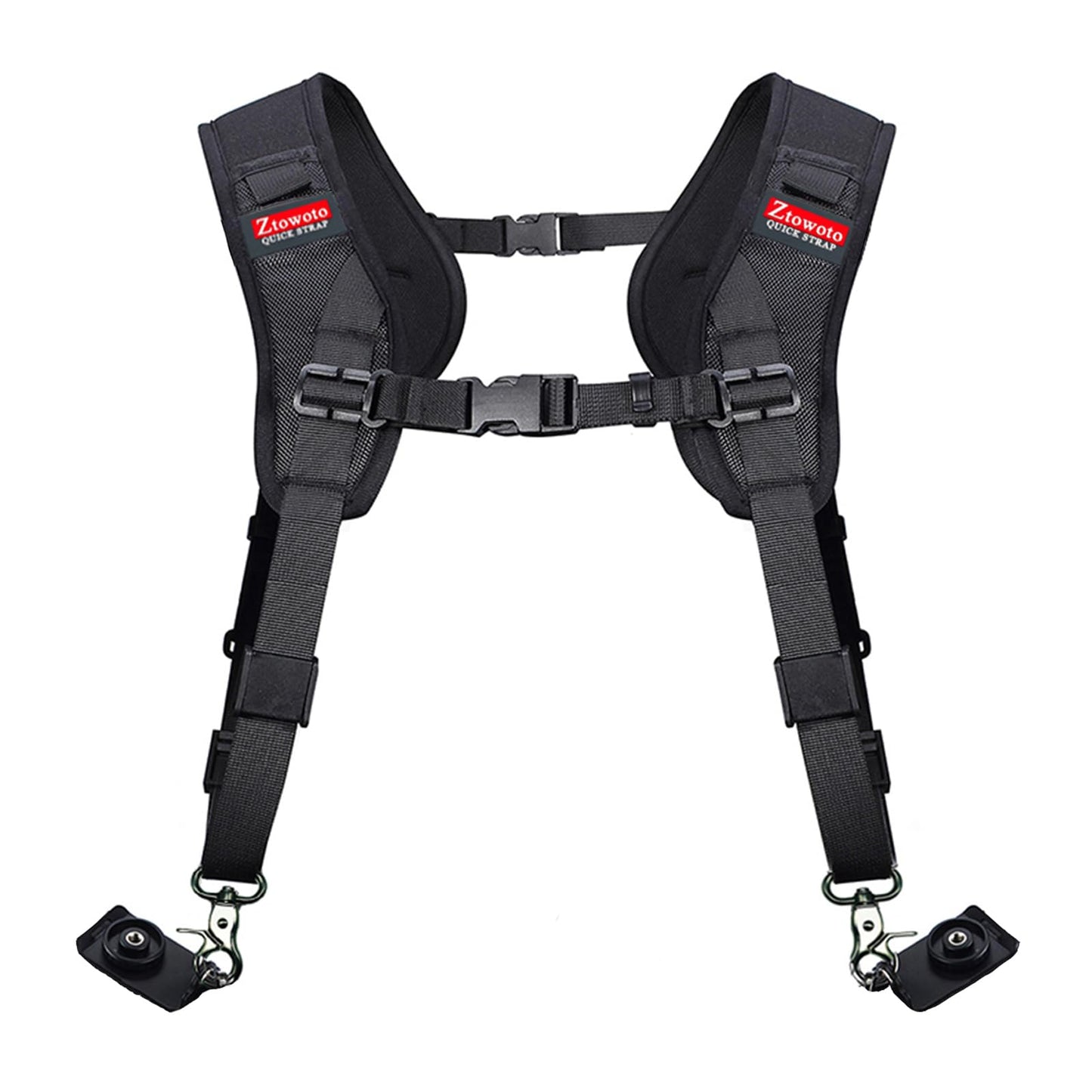 ztowoto Double Shoulder Camera Strap Harness Quick Release Adjustable Dual Camera Tether Strap for DSLR SLR Camera (focus)