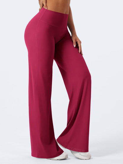 YEOREO Workout Leggings Womens No Front Seam Straight Leggings 33" High Waist Buttery Eddiy Gym Yoga Pants Ruby Red XL