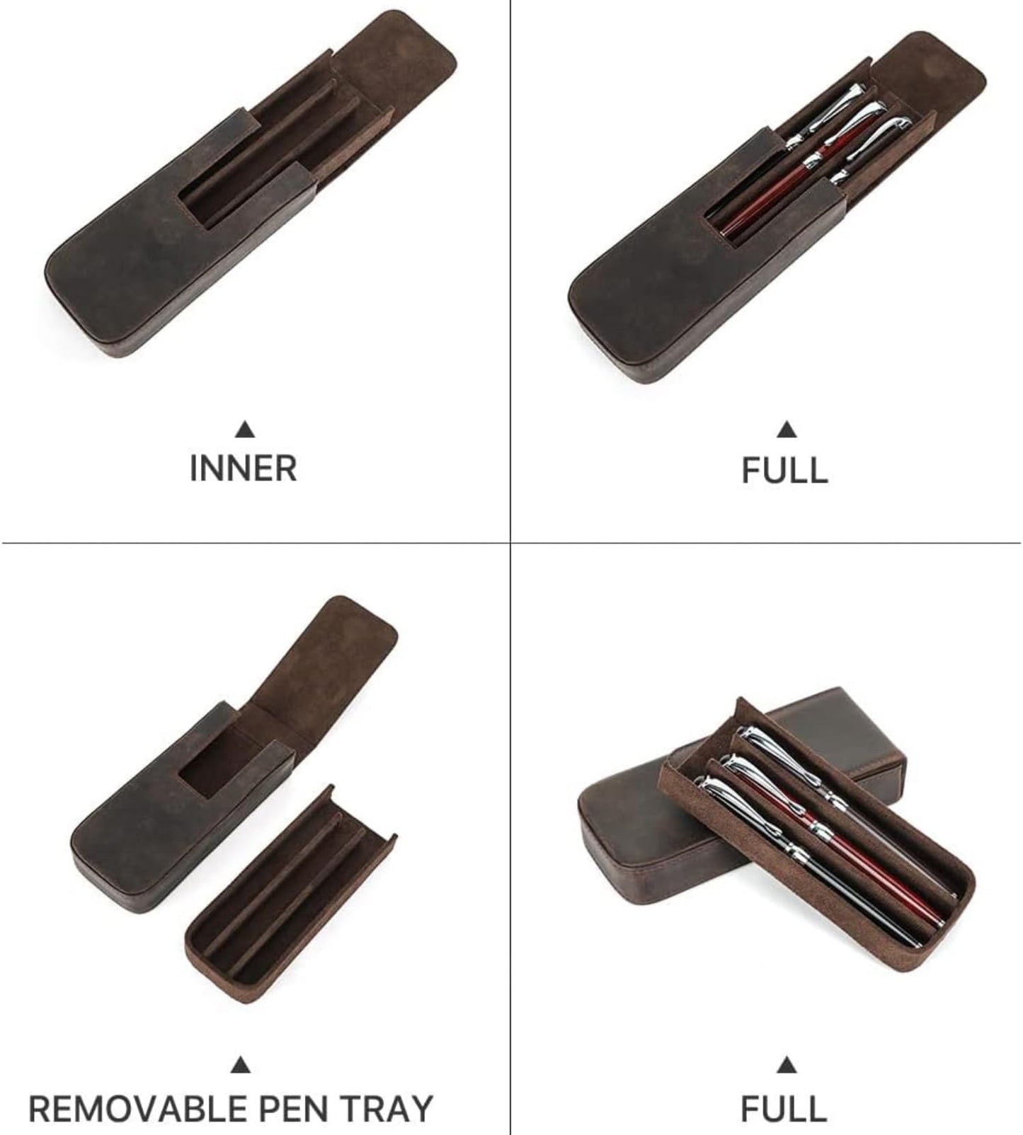 UPRESYE Genuine Leather Fountain Pen Case Collector Organizer, Leather Pencil Case Handmade Pen Protective Sleeve