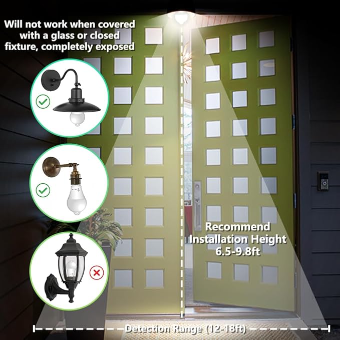 AmeriTop Motion Sensor Light Bulb- 4 Pack, 10W(60W Equivalent) 806lm Motion Activated Dusk to Dawn Security LED Bulb; UL Listed, A19, E26, Auto On/Off Indoor Outdoor Lighting (5000K Daylight)