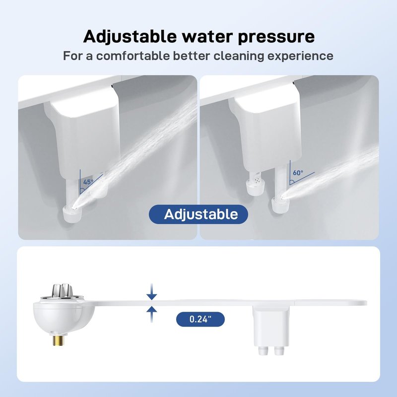 Homfan Toilet Bidet Attachment, Non-Electric Dual Nozzle (Feminine/Bidet Wash), Self-Cleaning Fresh Cold Water Sprayer Bidets for Toilets with Adjustable Water Pressure (Dual Knob, Chrome)