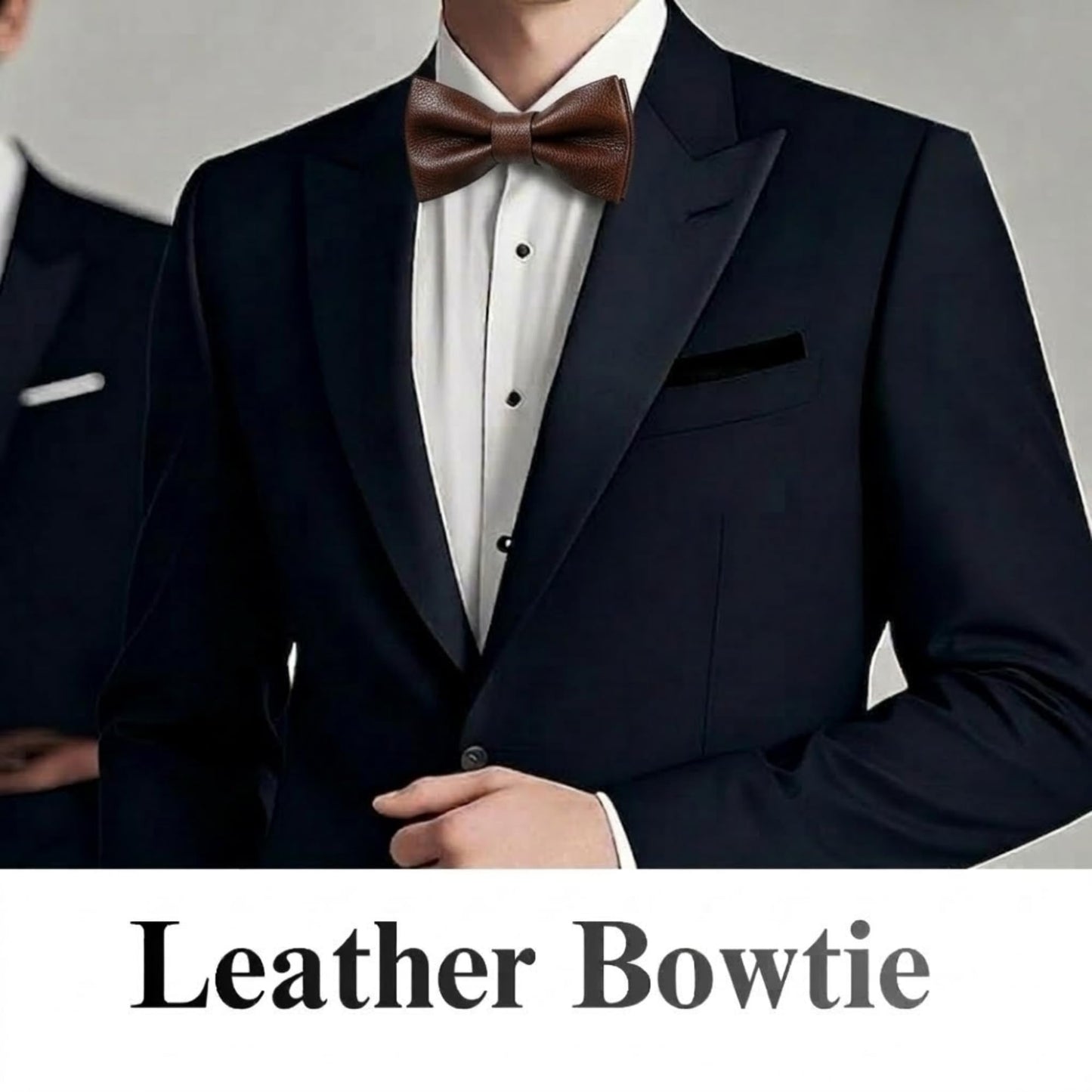 Handmade Genuine Lamb Leather Mens Bowtie Men - Skinny Solid Casual Business Wear Narrow Slim Bow Tie Party Wedding Gift (Espresso Brown, One Size)