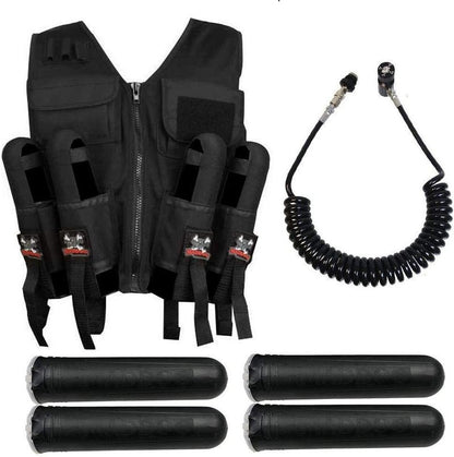 Lightweight Tactical Paintball Vest - Holds 4 Pods & 90ci Tank | Adjustable Fit