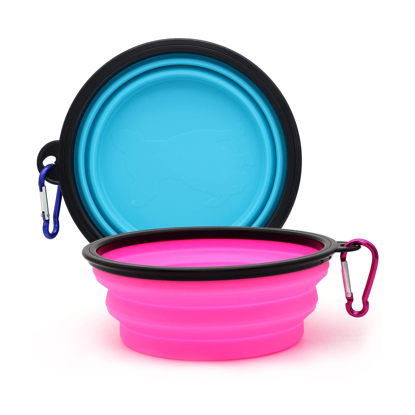 2-Pack Small Dog Travel Bowl, Collapsible Bowls for Dogs, Foldable Cat Water Bowl, Portable Pet Feeding Watering Traveling Dish (Black & Orange)