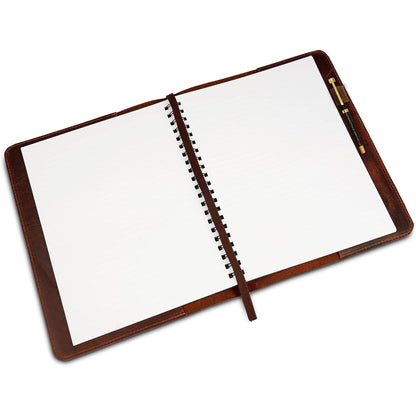 CestAntiQ, Heavy Duty Full Grain Leather Journal Cover (8.5 x 11 in.), Refillable Cahier XXL, Refillable Spiral Notebook (8.5 x 11 in.), Handmade Leather Journal Cover (Brown)