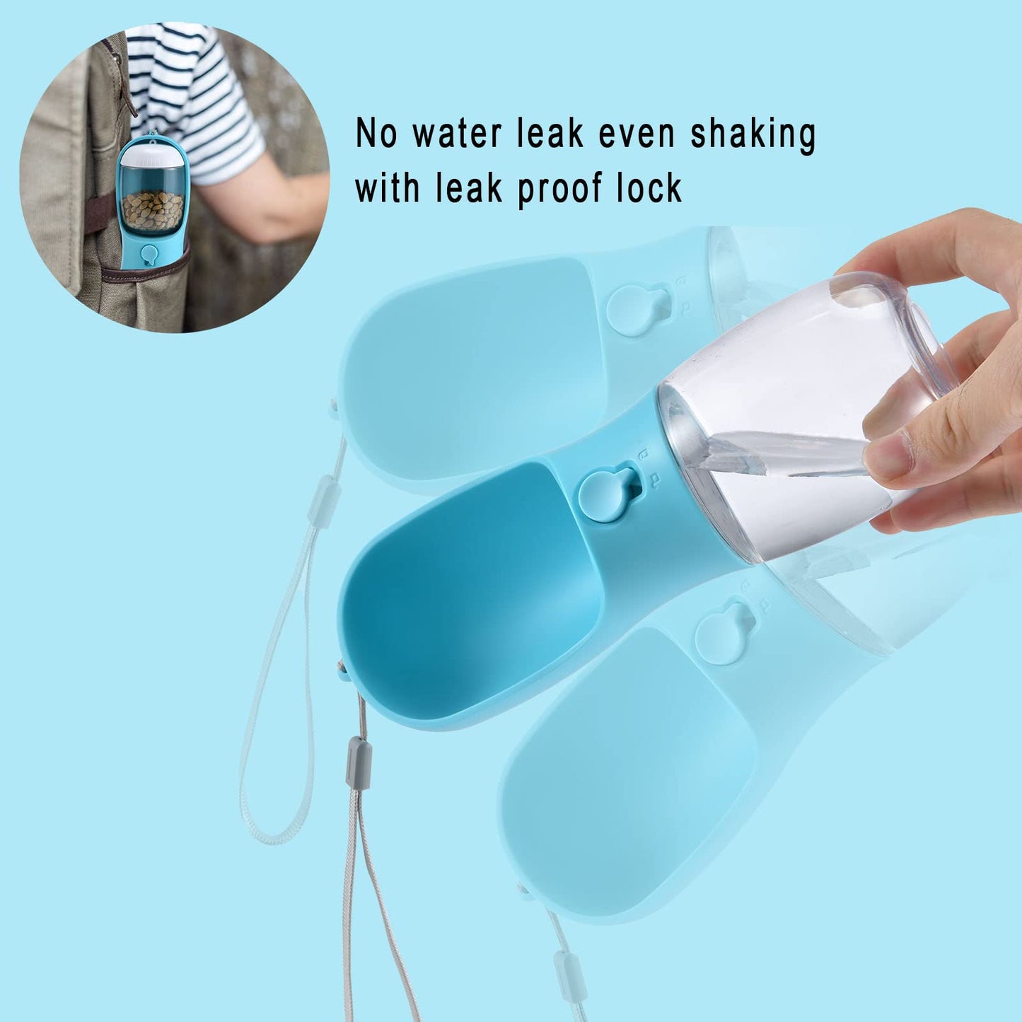 Cibaabo Dog Water Bottle with Food Container, Travel Puppy Water Bowl, Portable Pet Dispenser, Cat Walking and Hiking Dog Gift