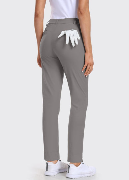 Hiverlay Womens Golf Pants Stretch Work Ankle Pants with Pockets Quick Dry Straight Business Casual Hiking Pants Gray-l