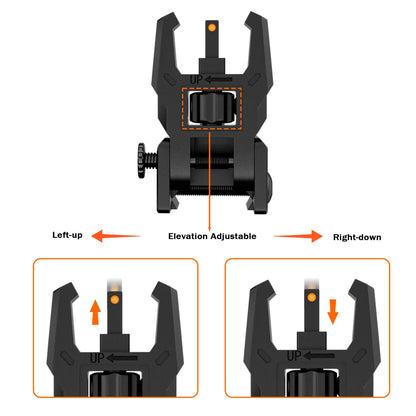 TFFUAM Fiber Optic Sights Flip Up Front and Rear Sites Nylon Folding Sights with Red and Green Fiber Optics Dots Tool-Free Adjustable Backup Sight Set