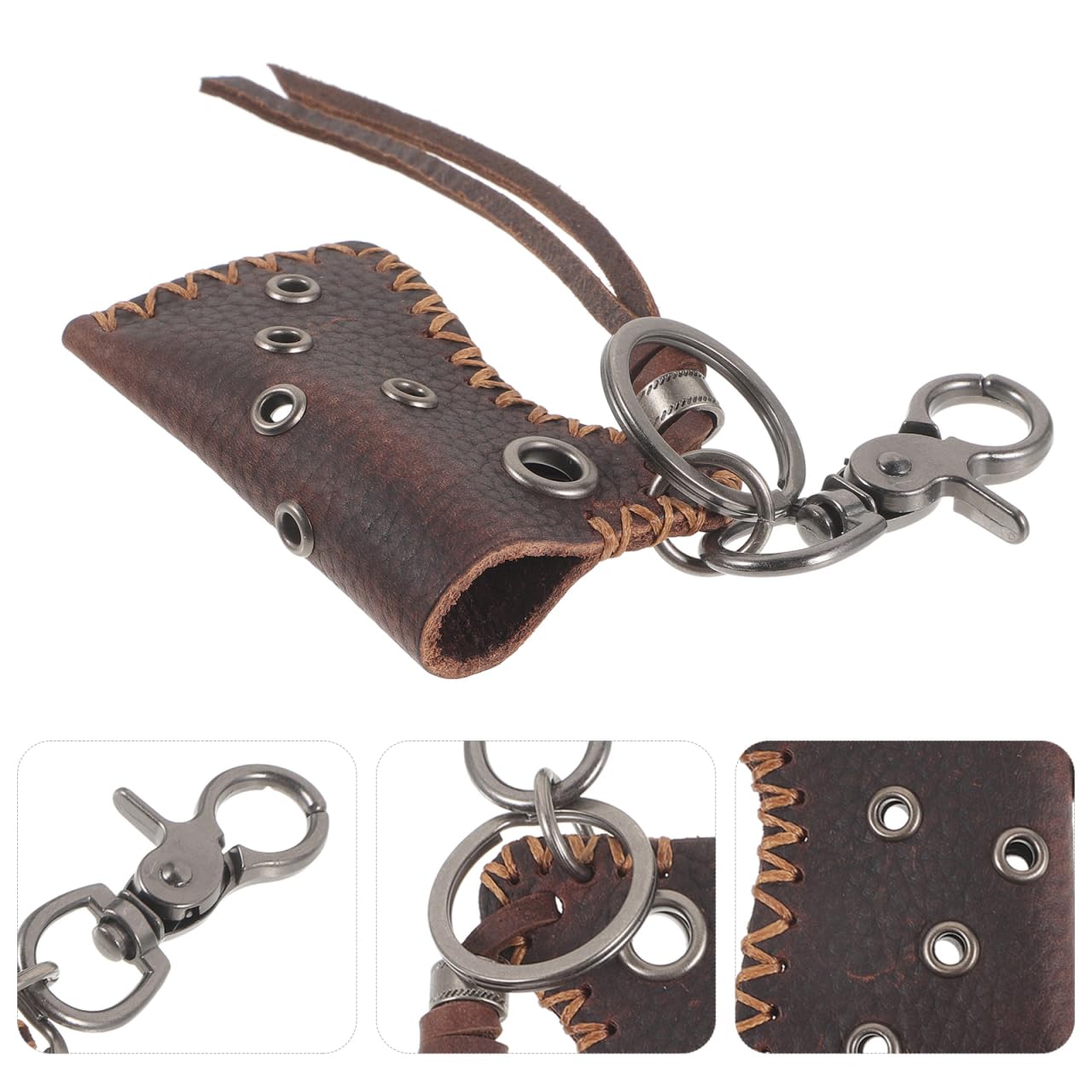 Homoyoyo Leather Lighter Case with Buckle Keychain Holder, Holder Keychain for Dark Brown Portable Smoke Lighter Sleeve for Men Outdoor Use