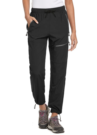baleaf Travel Pants Women Hiking Long Tall Lightweight Quick Dry Water Resistant Cargo Pants 31'' Trip 31''-Black XS