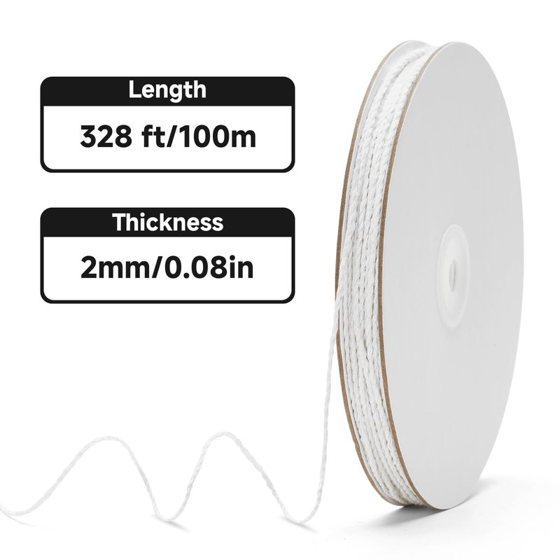 KINGLAKE White String Cotton Twine - 2mm White Butchers Cotton Bakers Twine String 328 Feet for Crafts Kitchen Cooking Meat Roasting Baking Gift Wrapping