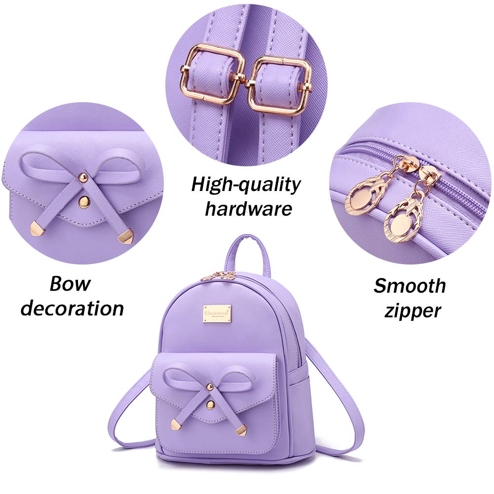 I IHAYNER Girls Bowknot Cute Leather Backpack Mini Backpack Purse for Womens Gold Pink