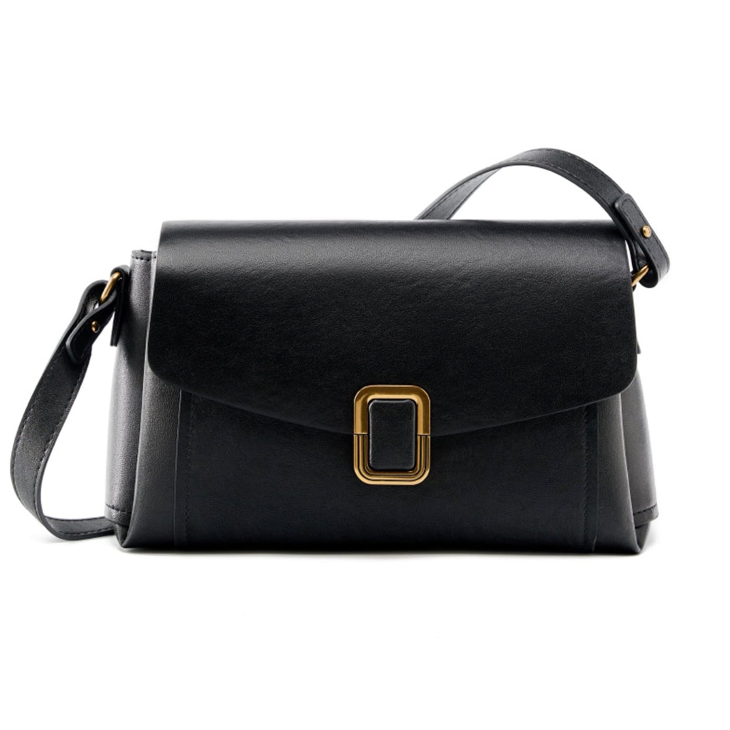 MoreFarther Genuine Leather Crossbody Bag for Women, Removable Satchel Adjustable Shoulder Bag (Black)
