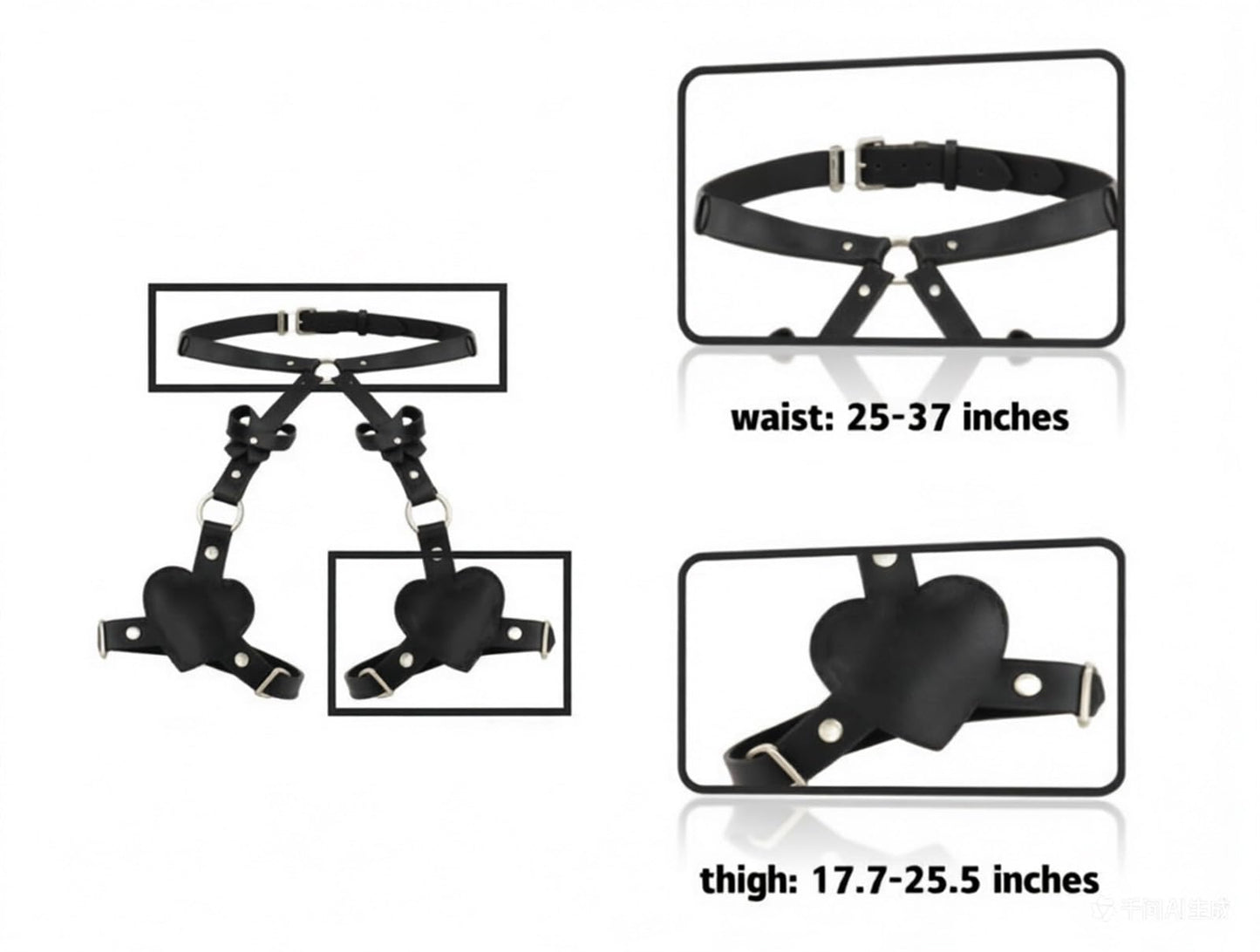 Punk&Gothic PU Leather Adjustable Thigh Harness Belt for women,Leather Thigh Body Garter Strap for Halloween Accessories,Harness Straps for Dates,Nightclub,Music Festivals,Rave Parties,Cosplay (black)