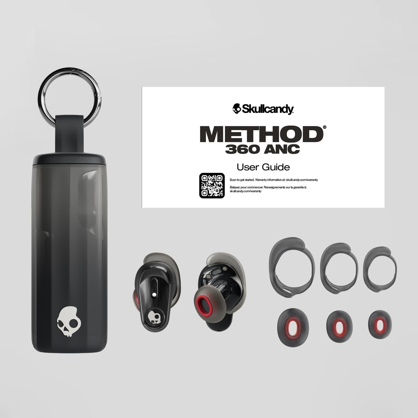 Skullcandy Method 360 ANC Wireless Earbuds, Sound by Bose, Bluetooth Headphones, Premium Noise Cancelling, Up to 40 Hrs Battery, Sweat and Water Resistant, Microphone for iPhone Android - Bone