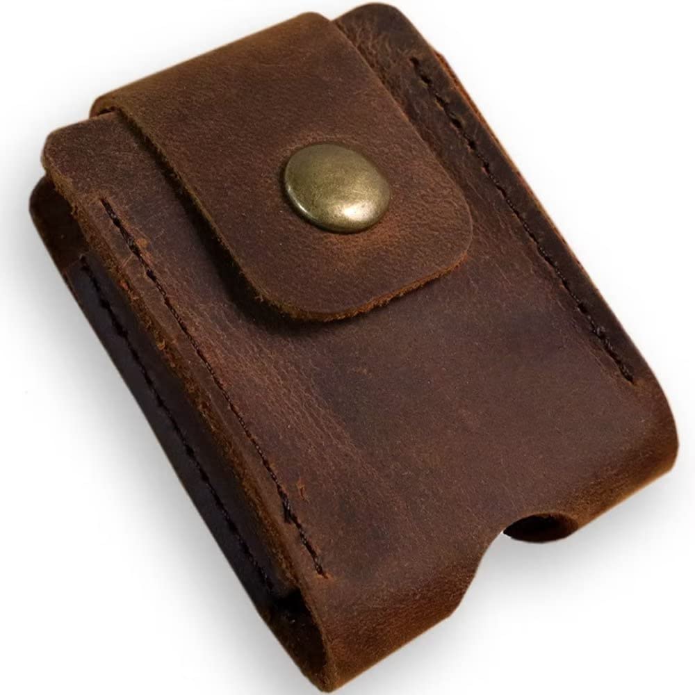 Berfea Lighter Case Cover Pouch Genuine Leather Lighter Belt Sheath Holder Protective Holster Compatible with Zippo Lighter