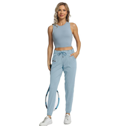 Sports Bras for Women Removable Padded Athletic Yoga Running Crop Tops Sleeveless Gym Workout Tops (Denim Blue M)