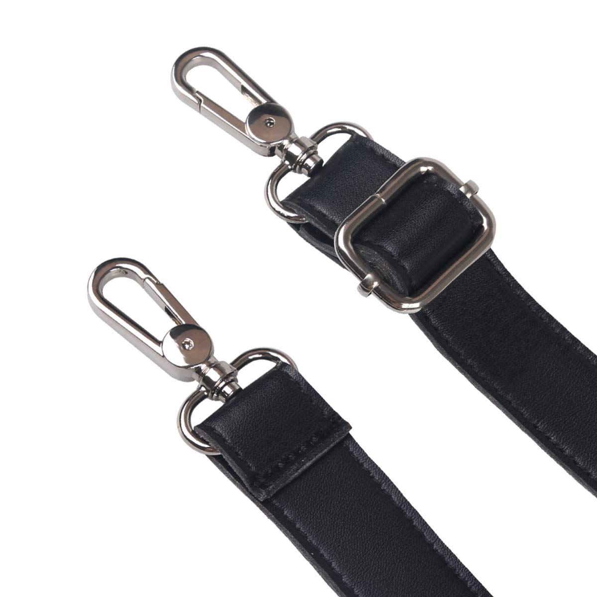 BOMKEE Purse Straps Bag Shoulder Leather Strap Replacement 61 Inch Synthetic Messenger Bag Strap with Metal Swivel Hooks for Bag Wallet DIY Purse (Black)