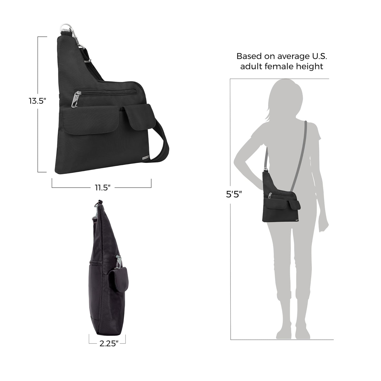 Travelon Anti-Theft Cross-Body Bag, Two Pocket