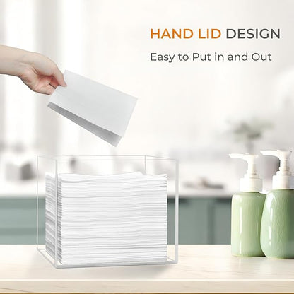 Disposable Face Towel Holder, Acrylic Face Towelettes Storage Box Compatible