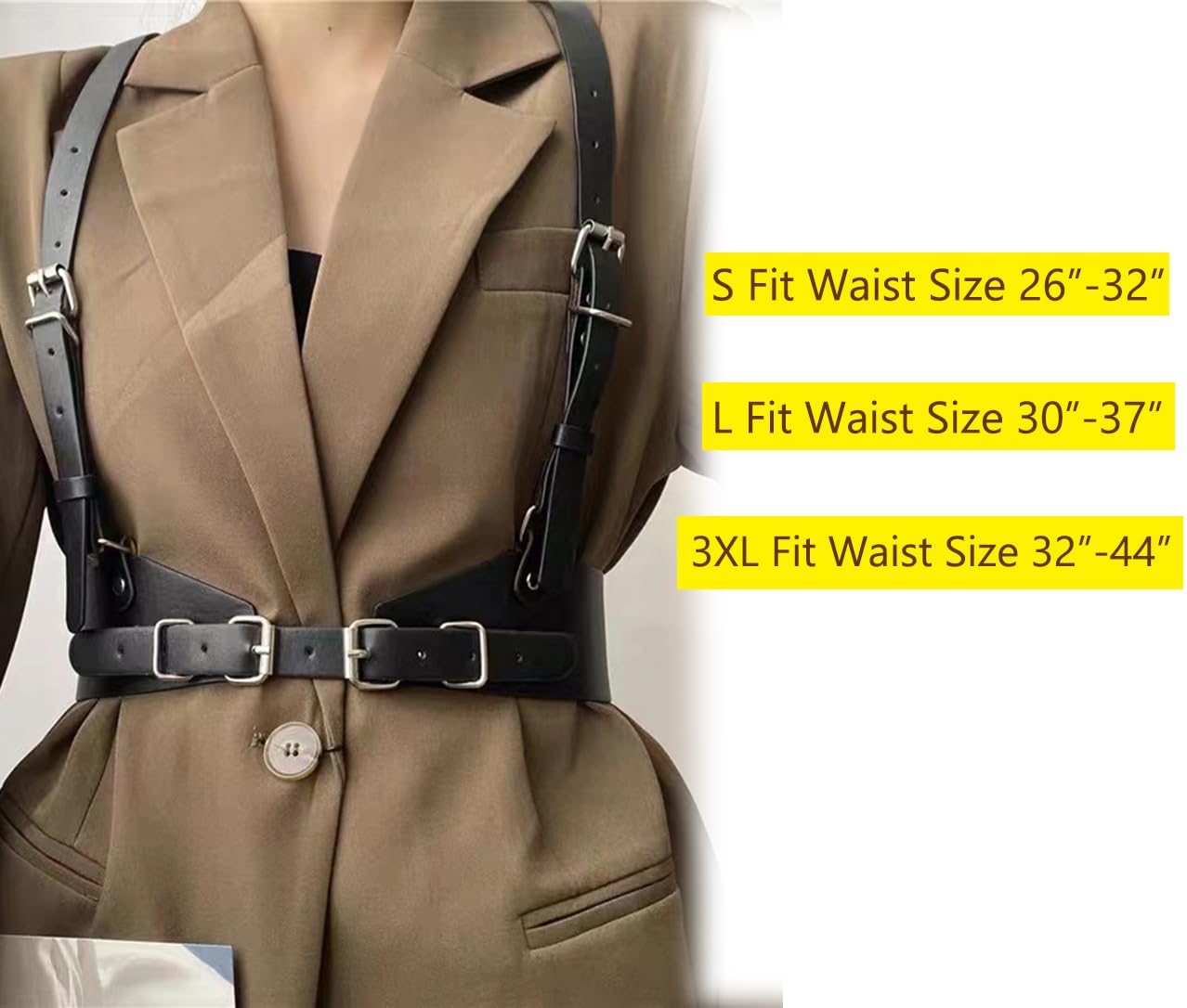 Block Garden Women Harness Belt Halloween Punk Waist Belt Body Chain Belts, Black L