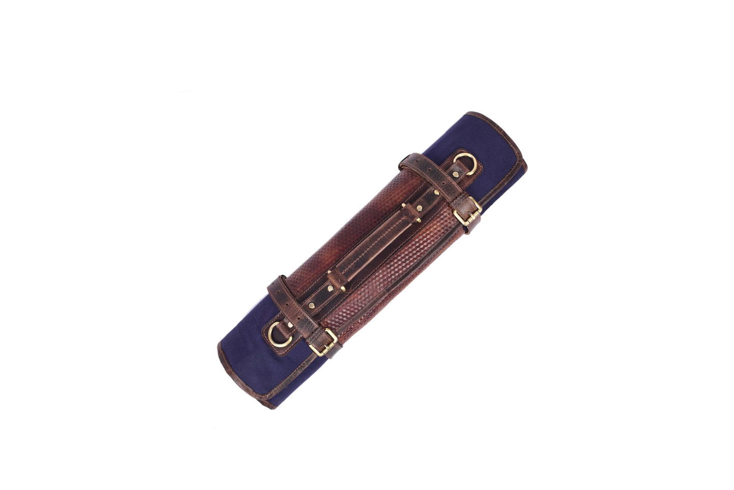 Leather Knife Roll Storage Bag, Elastic and Expandable 10 Pockets, Adjustable/Detachable Shoulder Strap, Travel-Friendly Chef Knife Case (Navy Blue, Canvas)