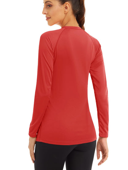MAGCOMSEN Sun Protection Shirts for Women Long Sleeve Shirts for Women Athletic Shirts Womens T Shirts Performance Shirts Fishing Shirts for Women Tomato Red