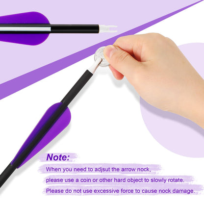 Arrowbash 24 Pcs 31.5 Inch Arrows for Compound Bow Hunting Arrows Carbon Arrows with 3 Inch Plastic Arrow Feathers and Removable Tips 500-600 Spine Archery Target Arrows for Recurve Bow(Purple)