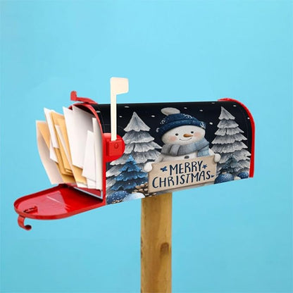 Festive Magnetic Mailbox Cover Winter Snowman Outdoor Mailbox Protector Holiday Seasonal Decorative Garden Yard Home Standard Size 21 x 18 Inch
