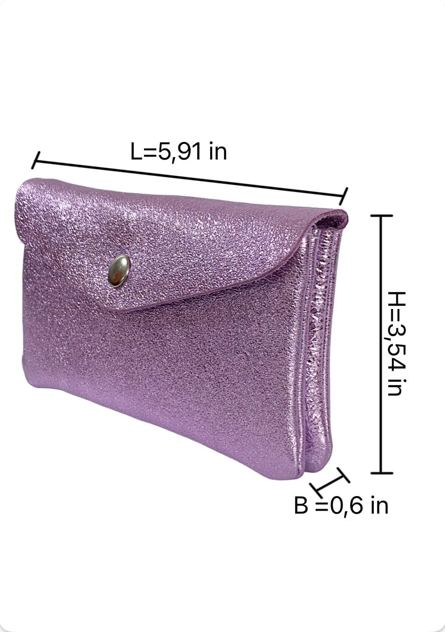 Genuine Leather Card Holder Wallet for Women, Compact Wallet with Snap Closure and Zipper Pocket, (gold)