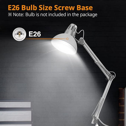LEPOWER Floor Lamp, Swing Arm Floor Standing Lamp, Industrial Floor Lamp with Heavy Metal Base, E26 Lamp Base Floor Light, Modern Standing Reading Lamp for Living Room, Bedroom, Office White