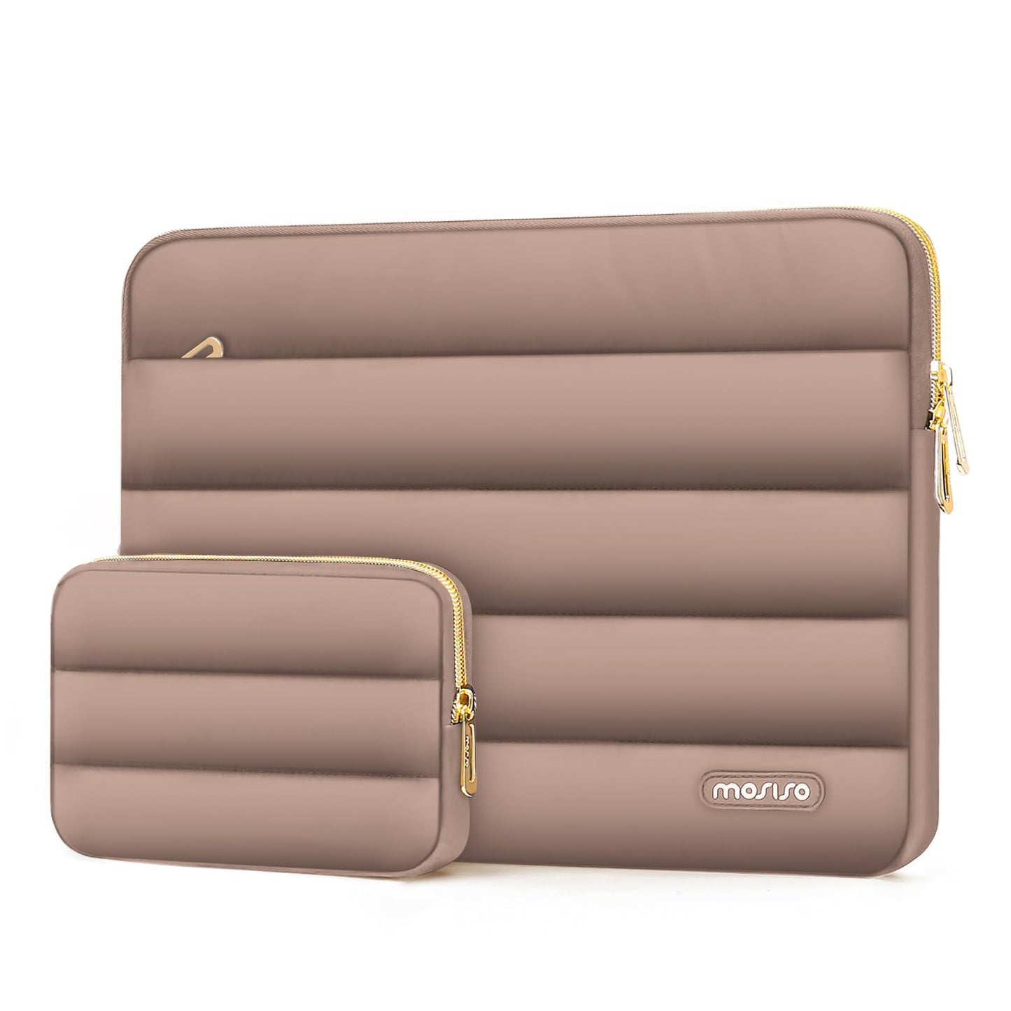 MOSISO Laptop Case 17.3 inch, 17-17.3 inch Puffy Laptop Sleeve Compatible with Dell XPS/HP Pavilion/Ideapad/Acer/Alienware/HP Omen Notebook Computer, Polyester Horizontal Bag with Small Case, Brown