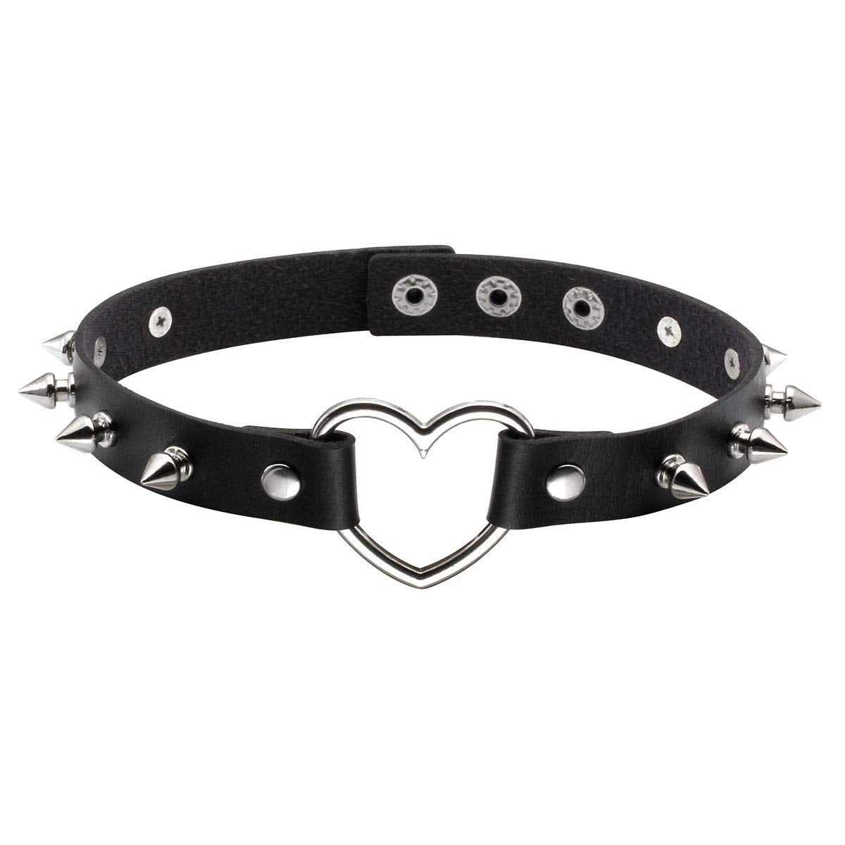 Eigso 2 Pcs Punk Leather Choker Necklaces for Women Men Metal Spike Studded Goth Collars for Woman Man