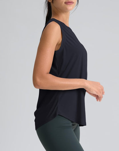 SANTINY Women's Sleeveless Workout Tops Breathable Lightweight Active Tennis Yoga Shirts Athletic Running Tank Tops for Women (Navy_XL)