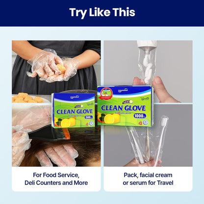 CLEANWRAP Disposable Gloves - LDPE, BPA FREE (1,000 Piece) - Mothers Day Gifts for Mom I Food Service & Clean Plastic Gloves Disposable, Korean, Clean Vinyl Glove