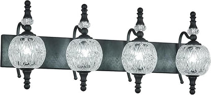 Modern Crystal Bathroom Vanity Lights Fixtures Over Mirror Black Vintage 4-Lights 28 Inch Bathroom Light Fixtures Glass Crystal Vanity Lights