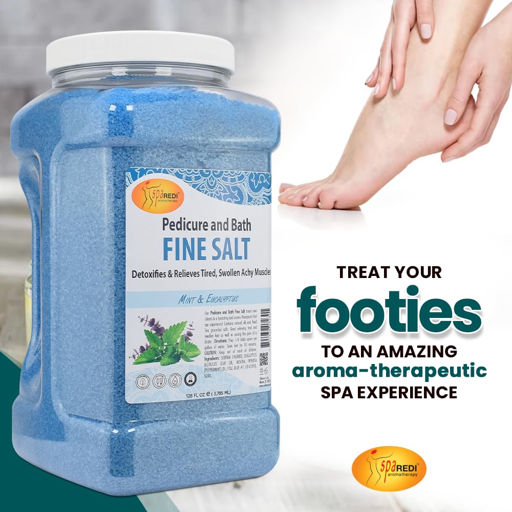 SPA REDI - Detox Foot Soak Pedicure and Bath Fine Salt, Lavender and Wildflower, 128 Oz - Made with Dead Sea Salts, Argan Oil, Coconut Oil, and Essential Oil, Hydrates, Softens and Moisturizes