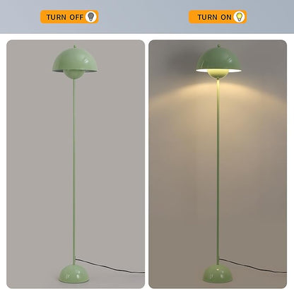 SUNLLOK Green LED Floor Lamp for Living Room, Industrial Metal Dome Lampshade Standing Floor Table Lamp with Foot Switch, Modern Reading Floor Light Fixture for Kitchen Island, Bedroom, Restaurant